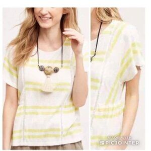 Anthropologie Postmark Yellow Stripe Linen Top
